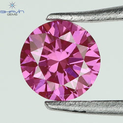 0.09 CT, Round Diamond, Pink Color, VVS1 Clarity