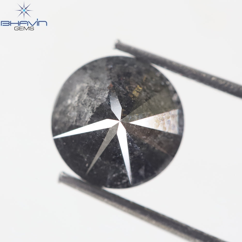 1.70 CT, Round Shape Natural Loose Diamond Black ,Clarity I3(7.40 MM)