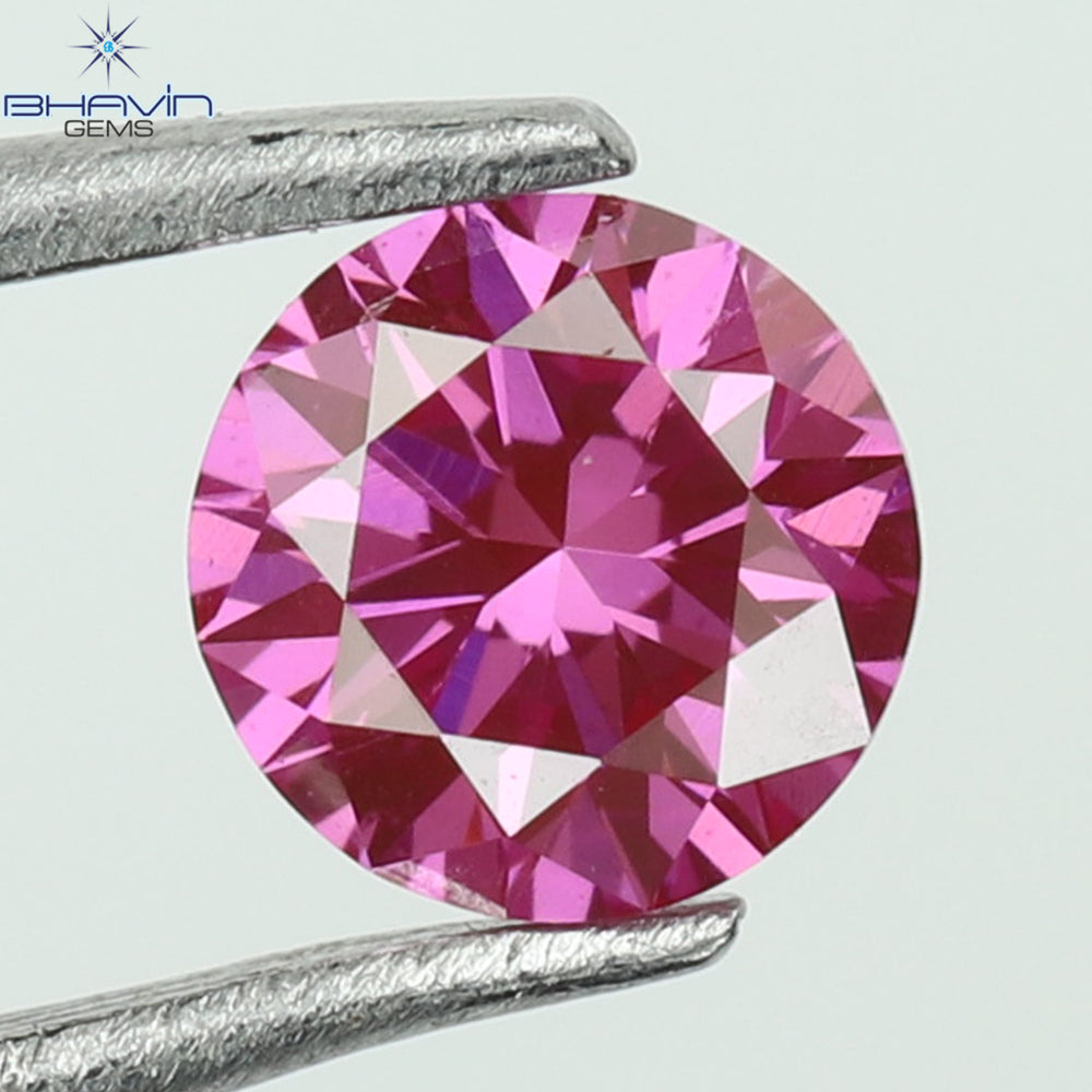 0.09 CT, Round Diamond, Pink Color, VVS1 Clarity