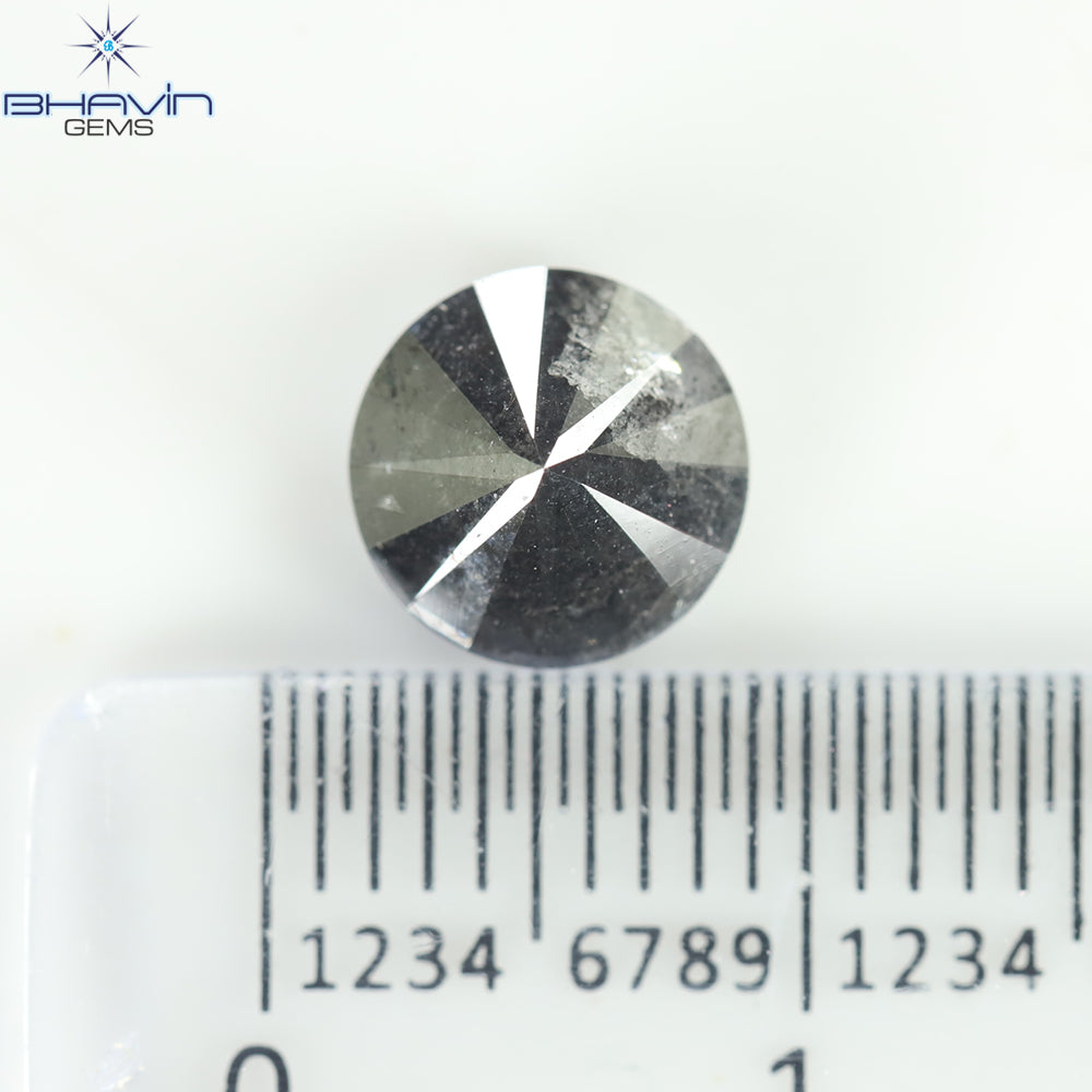 1.70 CT, Round Shape Natural Loose Diamond Black ,Clarity I3(7.40 MM)