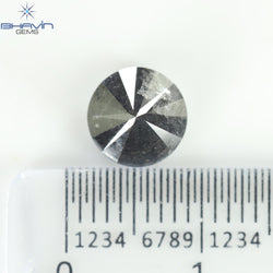 1.70 CT, Round Shape Natural Loose Diamond Black ,Clarity I3(7.40 MM)