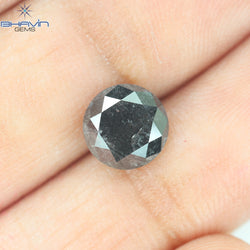 1.70 CT, Round Shape Natural Loose Diamond Black ,Clarity I3(7.40 MM)