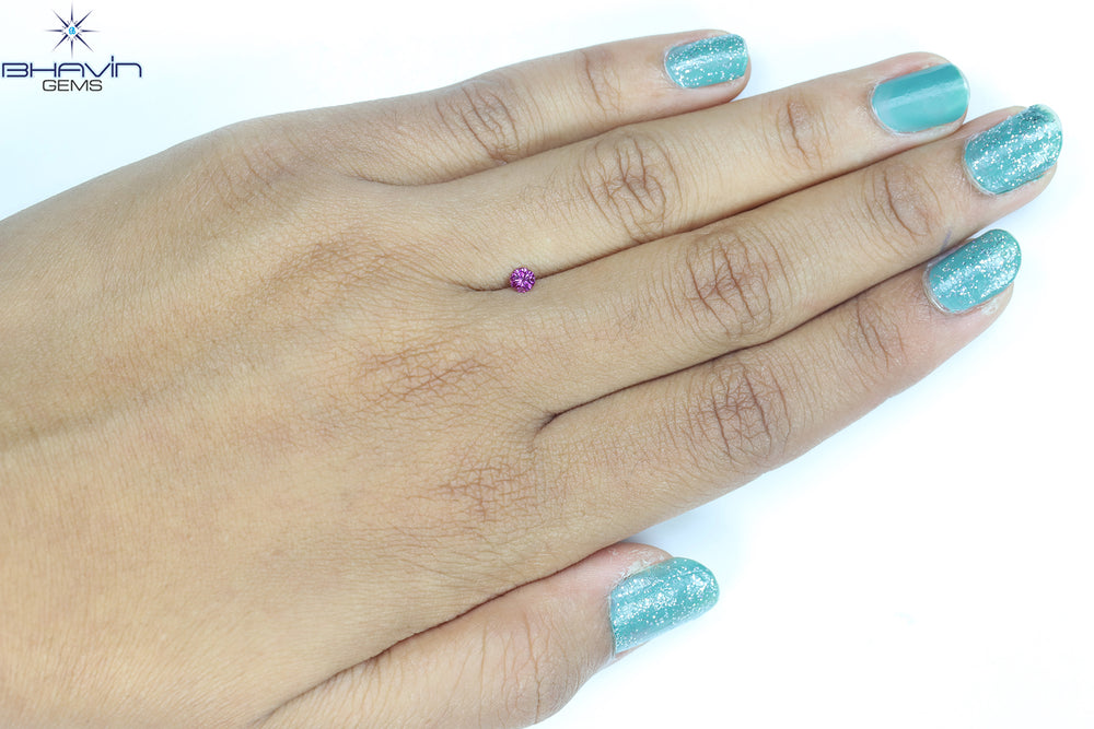 0.13 CT, Round Diamond, Pink Color, VVS1 Clarity
