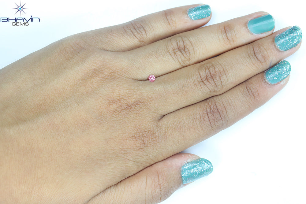 0.13 CT, Round Diamond, Pink Color, SI1 Clarity