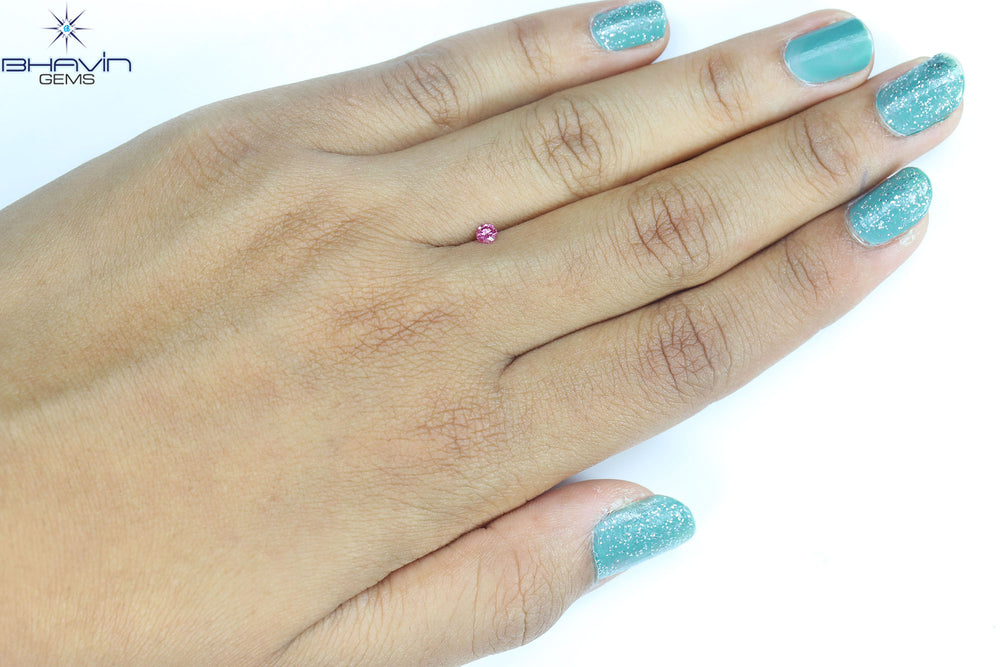 0.10 CT, Round Diamond, Pink Color, VVS1 Clarity