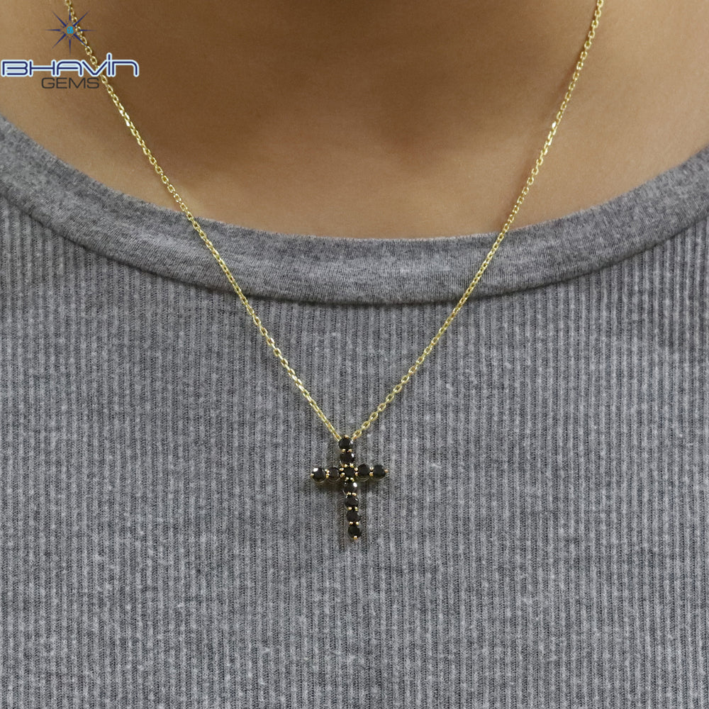 Diamond Pendant, Round Diamond, Black Diamond, Yellow Gold Pendant, Bridal Necklace, Pendant