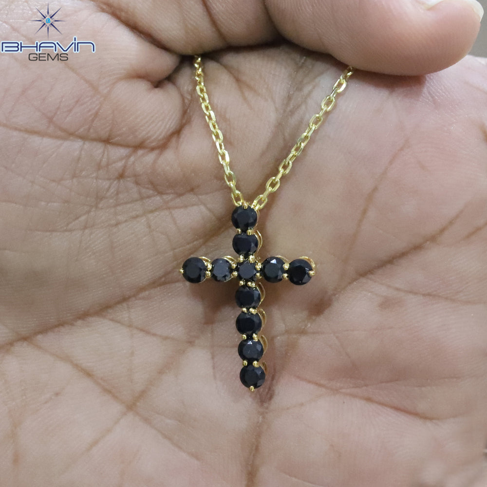 Diamond Pendant, Round Diamond, Black Diamond, Yellow Gold Pendant, Bridal Necklace, Pendant
