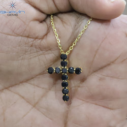 Diamond Pendant, Round Diamond, Black Diamond, Yellow Gold Pendant, Bridal Necklace, Pendant