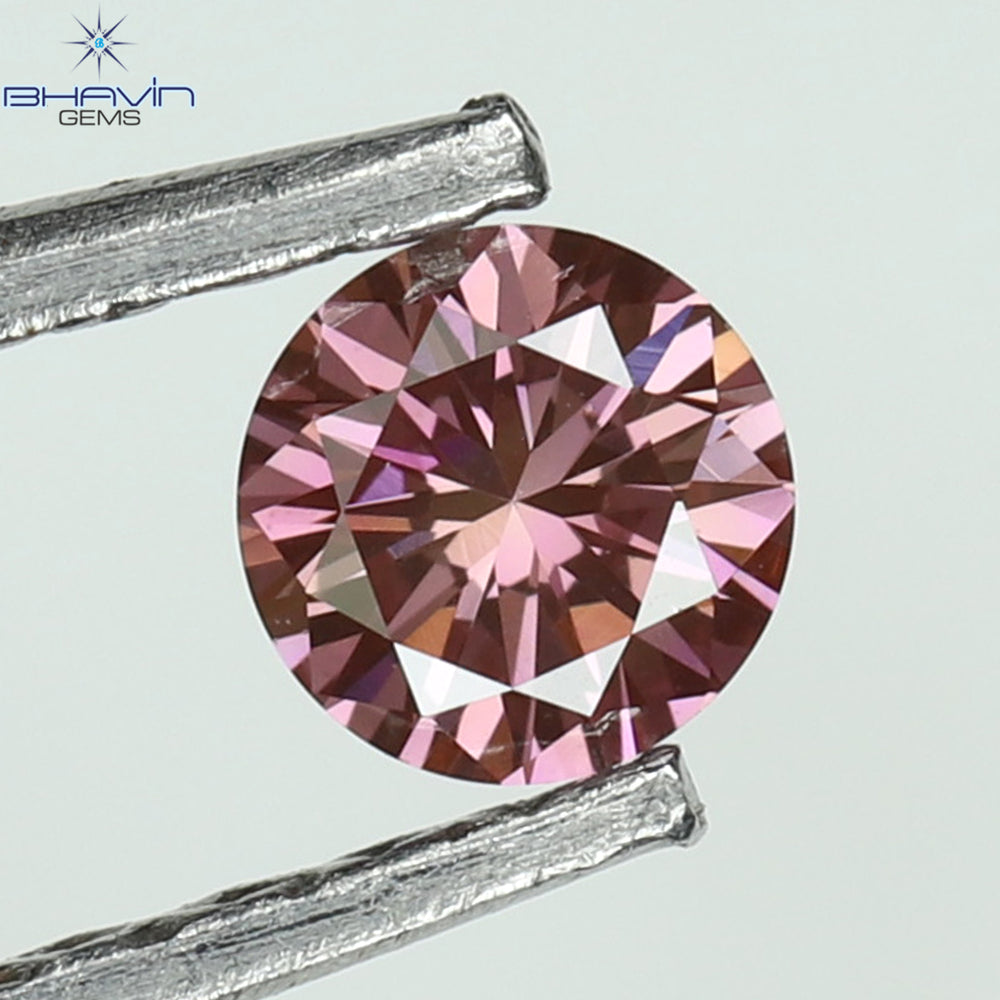 0.12 CT, Round Diamond, Pink Color,  VVS1 Clarity