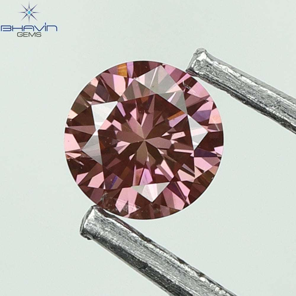 0.12 CT, Round Diamond, Pink Color,  VVS1 Clarity