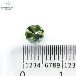 0.43 CT, Round  Shape Natural Loose Diamond, Green Vivid Color, Clarity I3 (4.85 MM)
