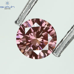 0.12 CT, Round Diamond, Pink Color,  VVS1 Clarity