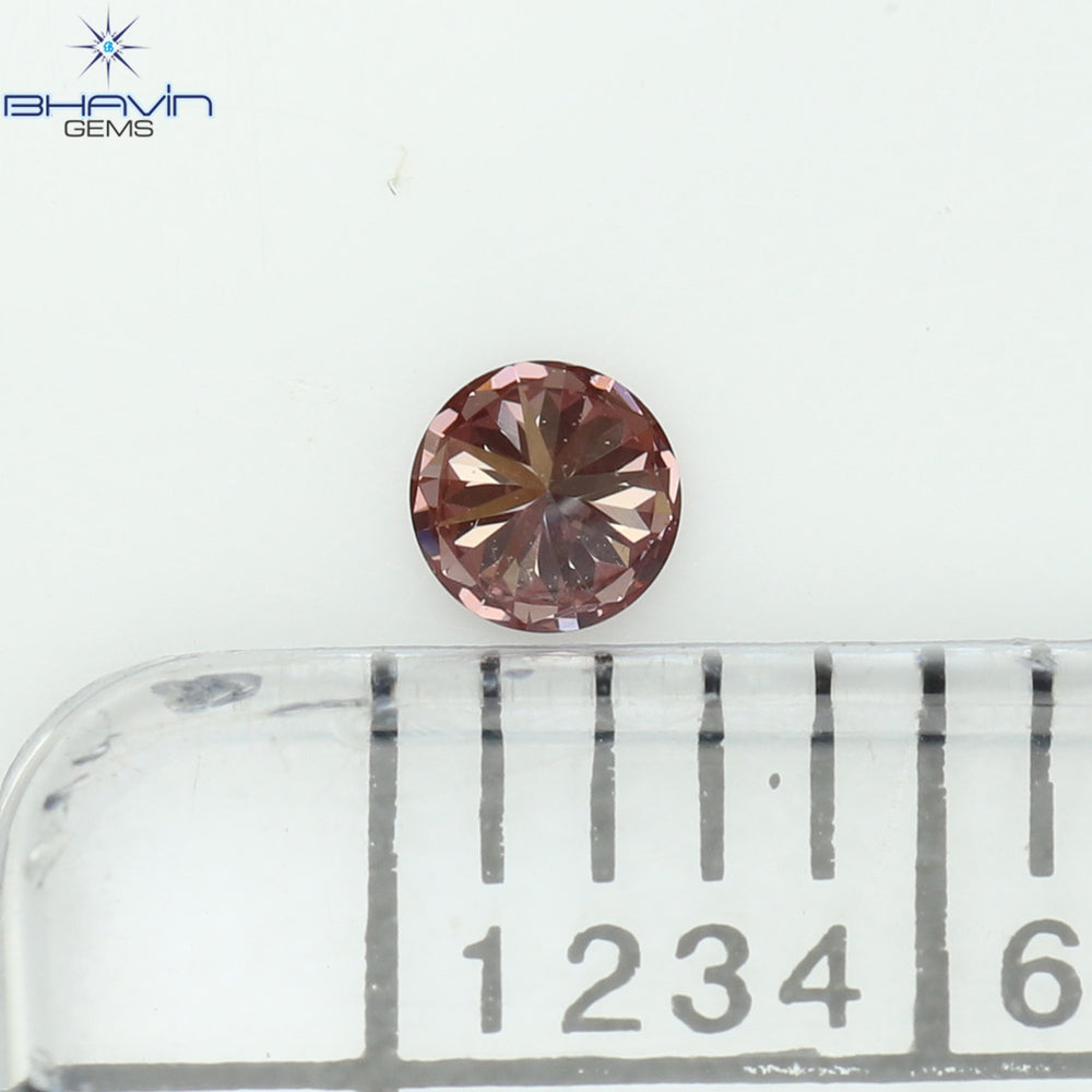 0.05 CT, Round Diamond, Pink Color,  VVS1 Clarity