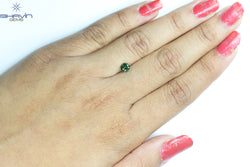 0.43 CT, Round  Shape Natural Loose Diamond, Green Vivid Color, Clarity I3 (4.85 MM)