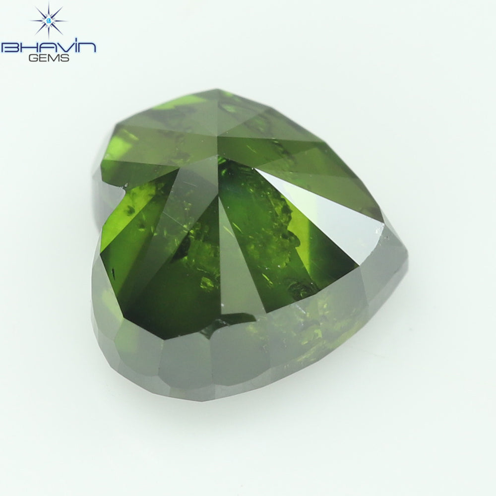1.02 CT, Heart Diamond, Green Color, I1 Clarity
