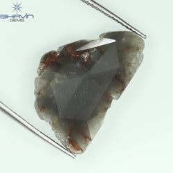 4.61 CT Slice Shape Natural Diamond Brown Gray Color I3 Clarity (22.50 MM)