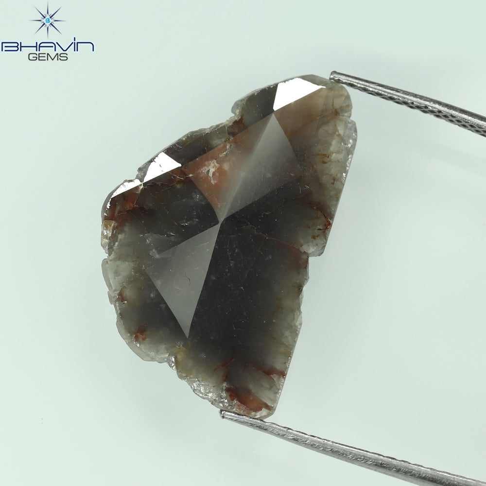 4.61 CT Slice Shape Natural Diamond Brown Gray Color I3 Clarity (22.50 MM)