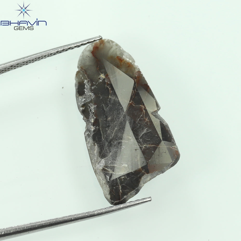 4.06 CT Slice Shape Natural Diamond Brown Gray Color I3 Clarity (23.00 MM)
