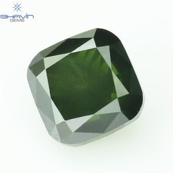 0.37 CT Cushion Diamond Enhanced Green Color Clarity VS2