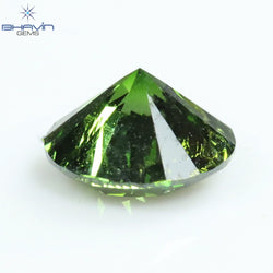 0.43 CT, Round  Shape Natural Loose Diamond, Green Vivid Color, Clarity I3 (4.85 MM)