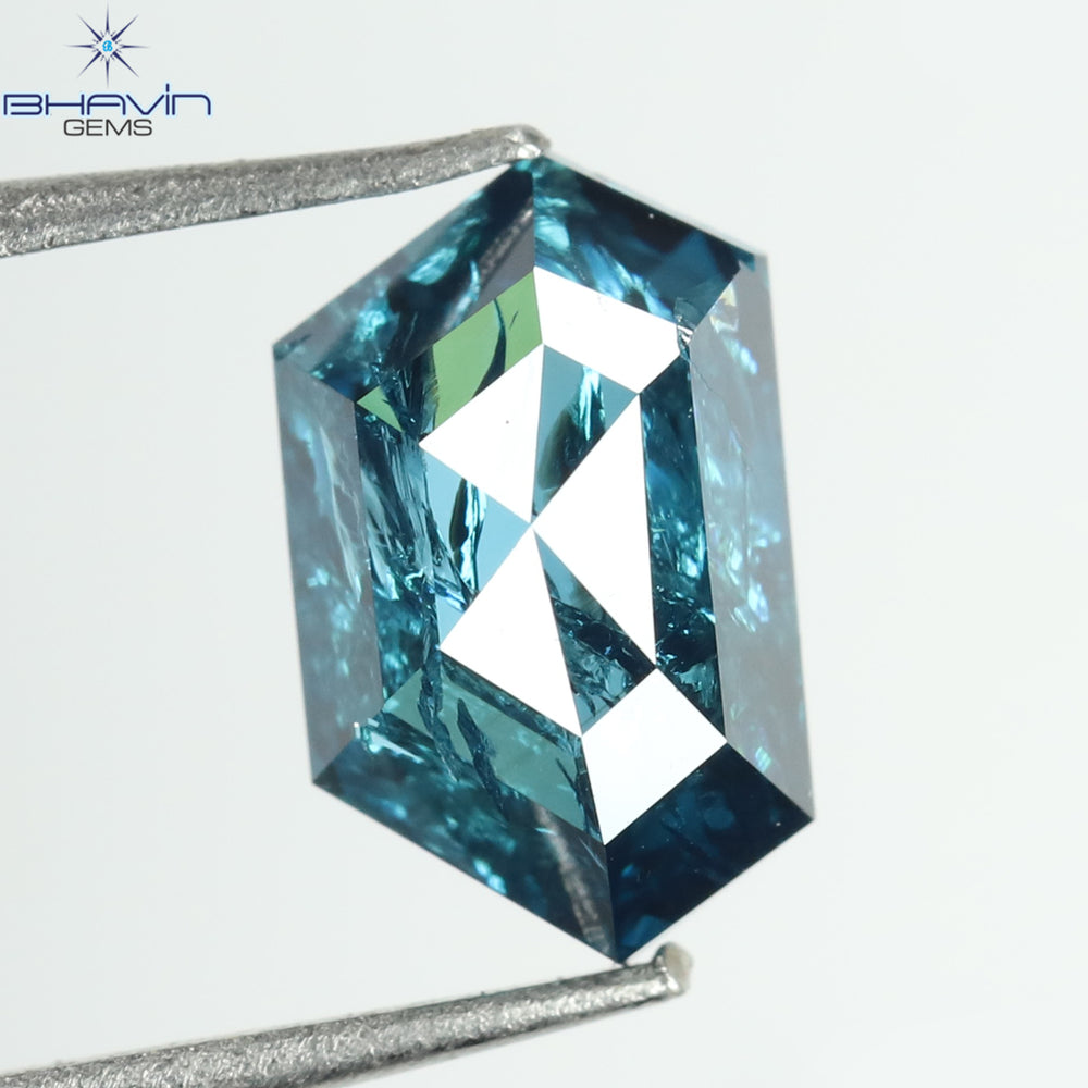 1.03 CT、ジオメトリック ダイヤモンド、ブルー ダイヤモンド、クラリティ I3