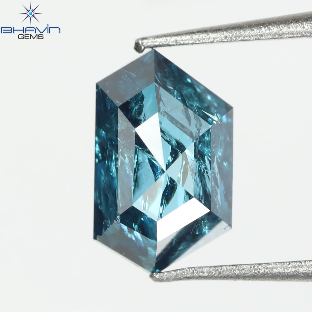 1.03 CT、ジオメトリック ダイヤモンド、ブルー ダイヤモンド、クラリティ I3