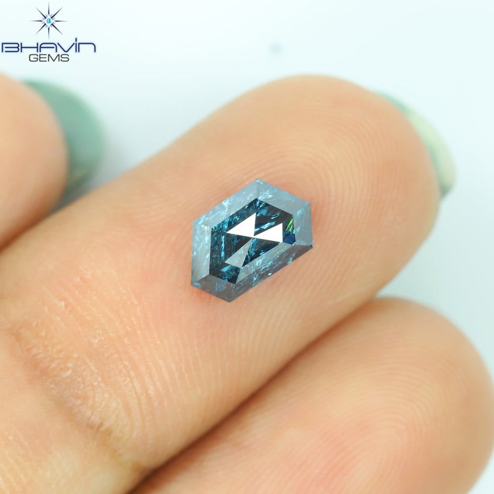 1.03 CT、ジオメトリック ダイヤモンド、ブルー ダイヤモンド、クラリティ I3