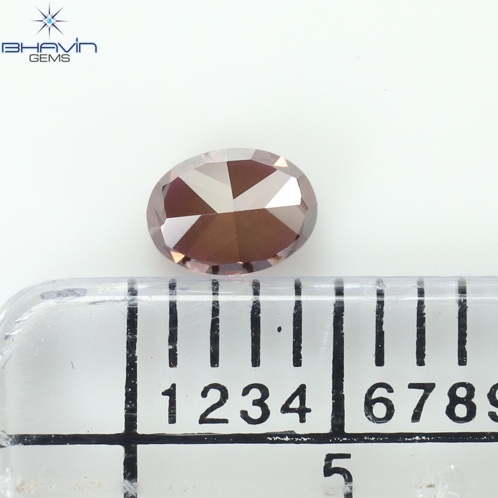 0.26 CT, Oval Diamond, Vivid Pink Color,  VS1 Clarity