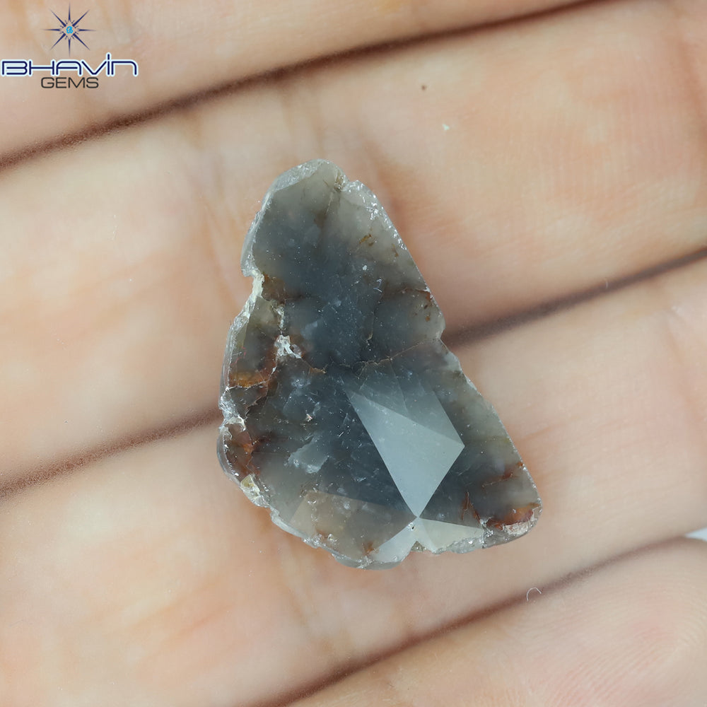 4.61 CT Slice Shape Natural Diamond Brown Gray Color I3 Clarity (22.50 MM)