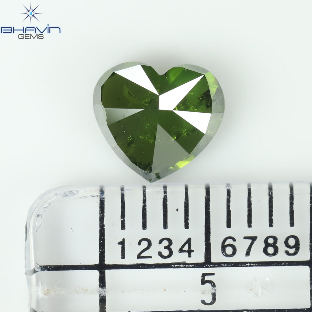 1.02 CT, Heart Diamond, Green Color, I1 Clarity
