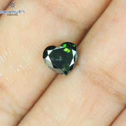 1.02 CT, Heart Diamond, Green Color, I1 Clarity