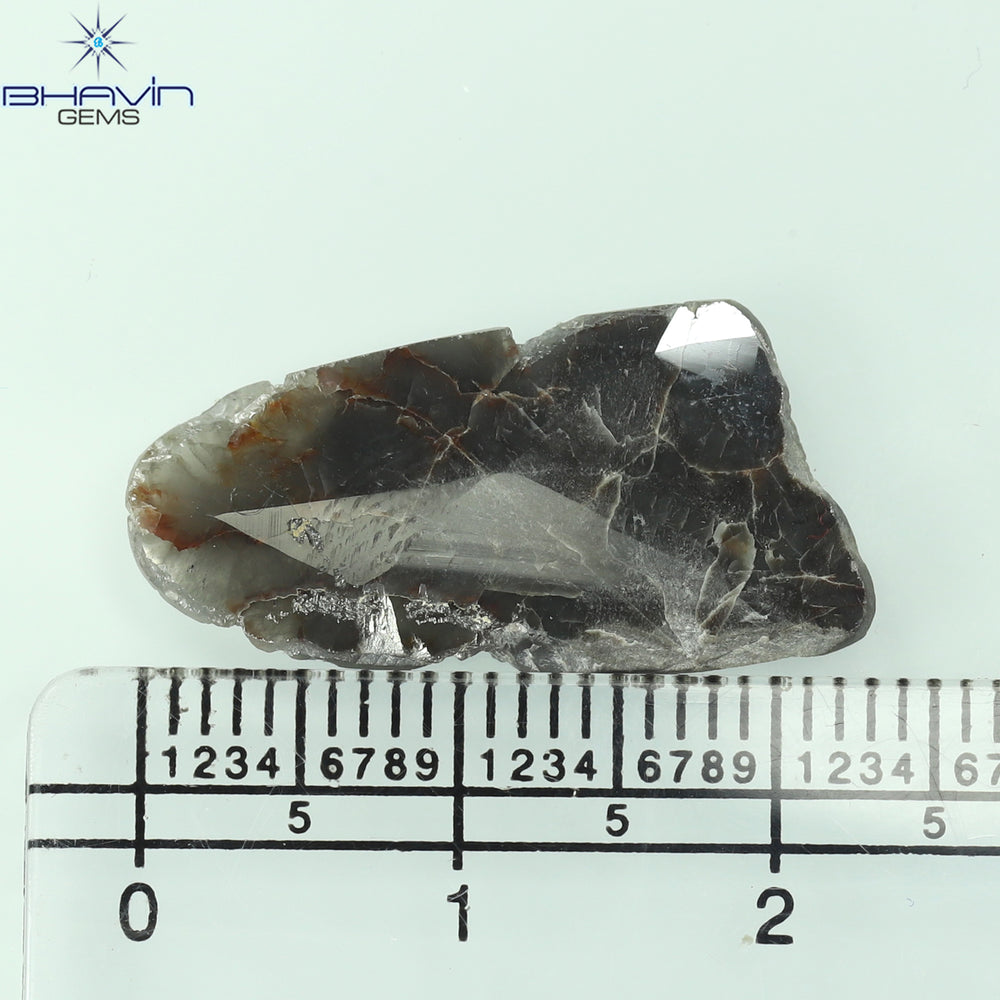 4.06 CT Slice Shape Natural Diamond Brown Gray Color I3 Clarity (23.00 MM)