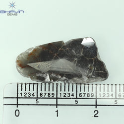 4.06 CT Slice Shape Natural Diamond Brown Gray Color I3 Clarity (23.00 MM)