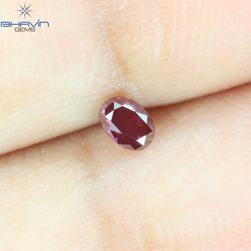 0.14CT、オーバルダイヤモンド、ビビッドピンクカラー、VS1クラリティ
