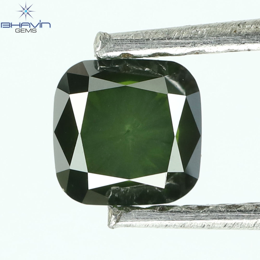 0.37CT、クッションダイヤモンド、グリーンカラー、クラリティVS2