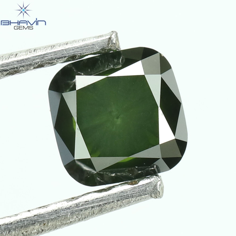 0.37 CT Cushion Diamond Enhanced Green Color Clarity VS2