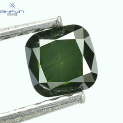 0.37 CT Cushion Diamond Enhanced Green Color Clarity VS2