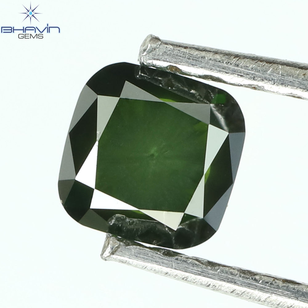 0.37 CT Cushion Diamond Enhanced Green Color Clarity VS2