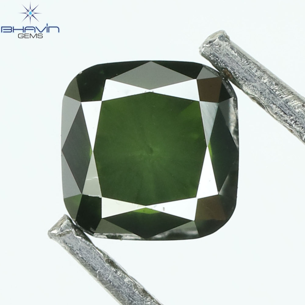0.37 CT Cushion Diamond Enhanced Green Color Clarity VS2