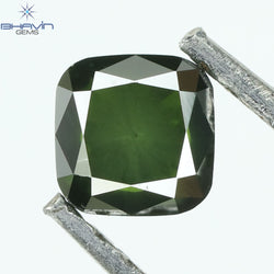 0.37 CT Cushion Diamond Enhanced Green Color Clarity VS2
