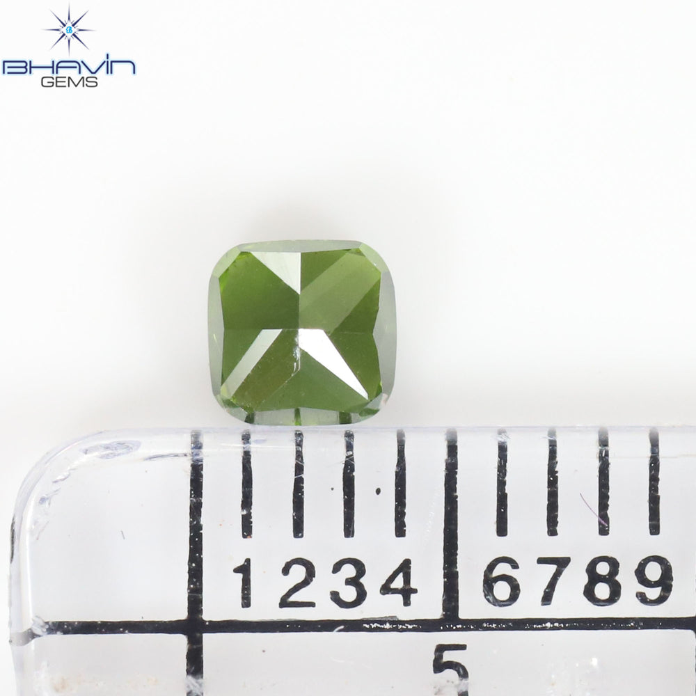 0.37 CT Cushion Diamond Enhanced Green Color Clarity VS2