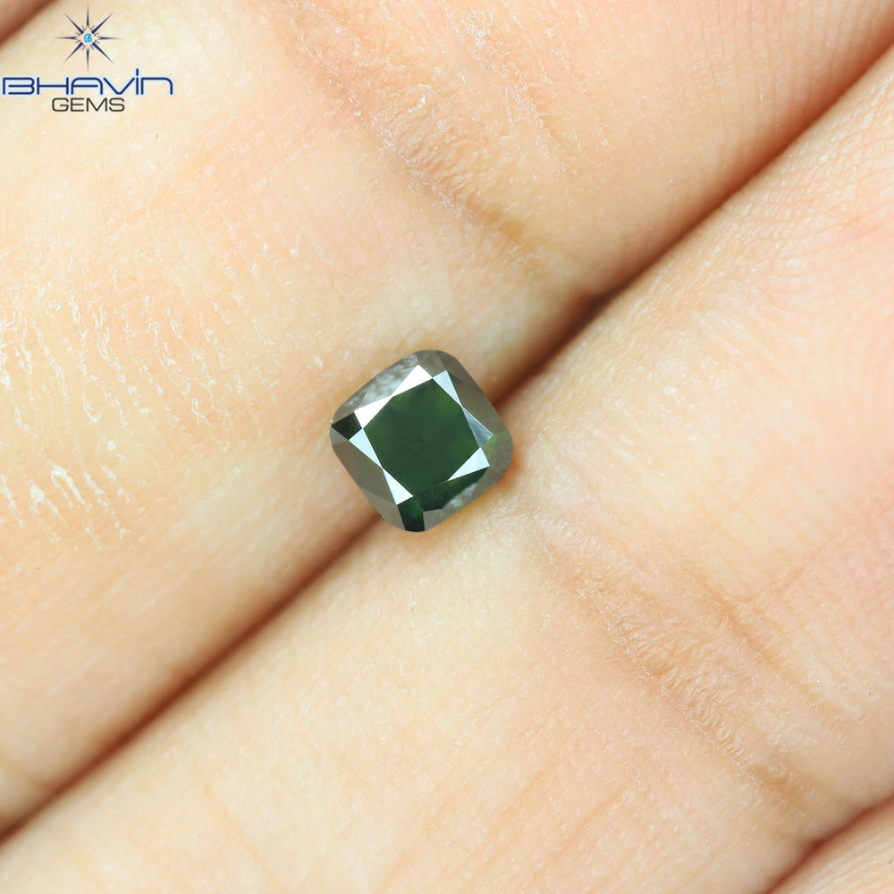 0.37 CT Cushion Diamond Enhanced Green Color Clarity VS2