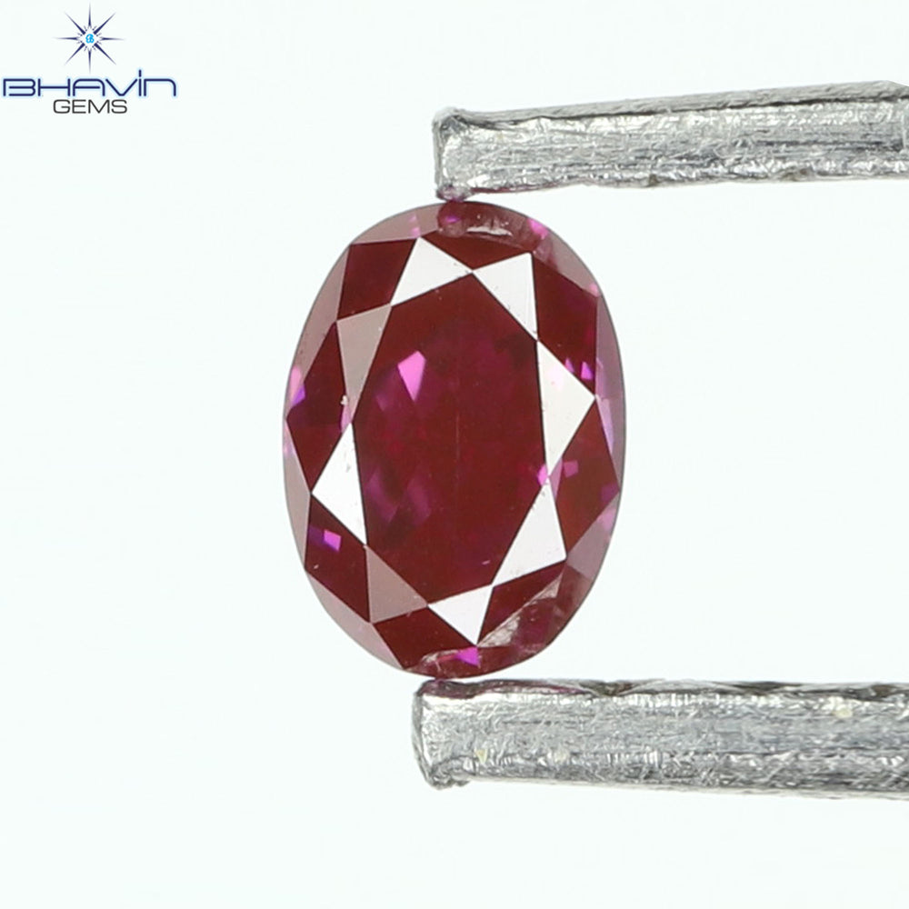 0.09 CT、オーバル ダイヤモンド、鮮やかなピンク色、VS1 クラリティ