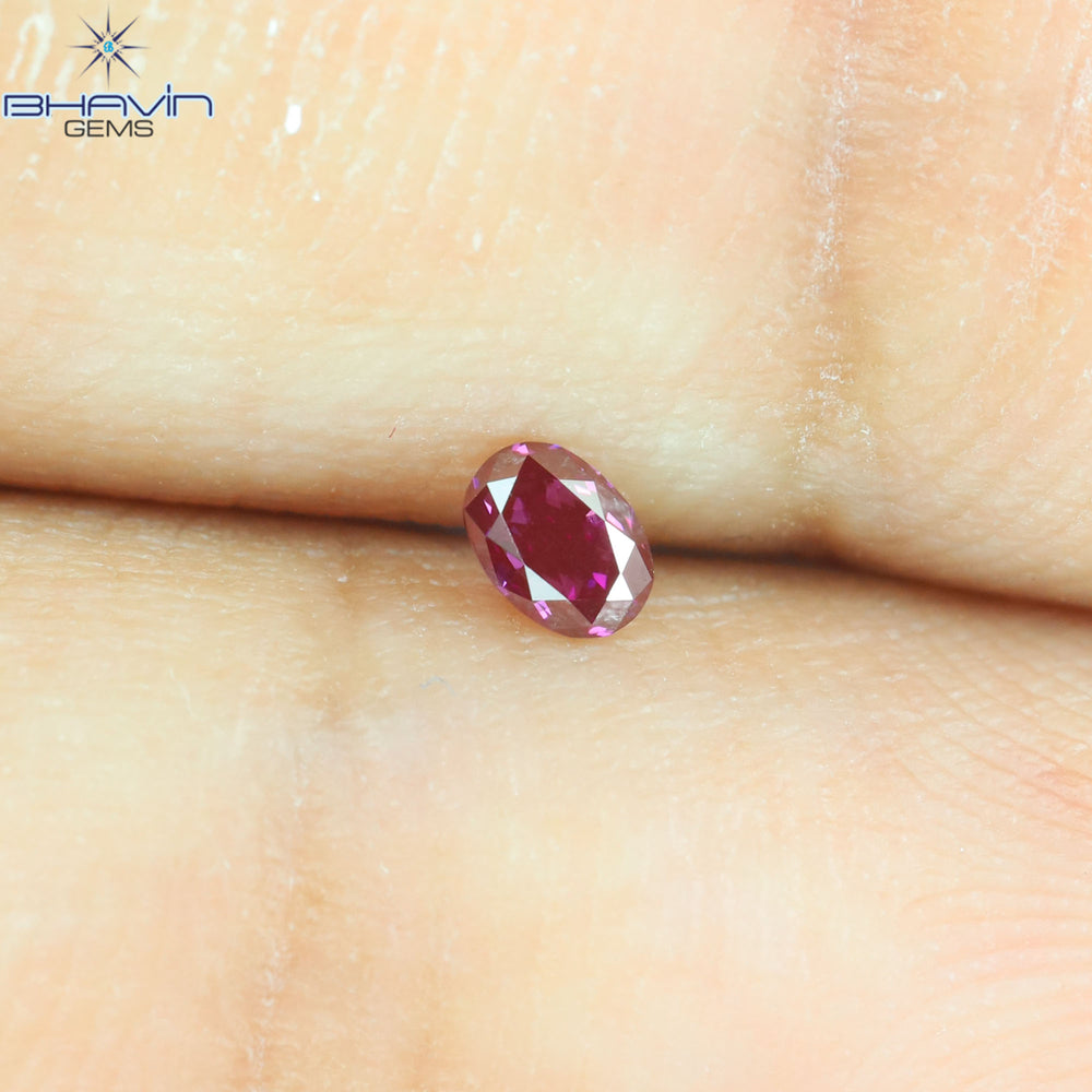 0.09 CT, Oval Diamond, Vivid Pink Color, VS1 Clarity