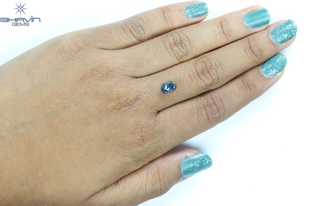 1.03 CT、ジオメトリック ダイヤモンド、ブルー ダイヤモンド、クラリティ I3
