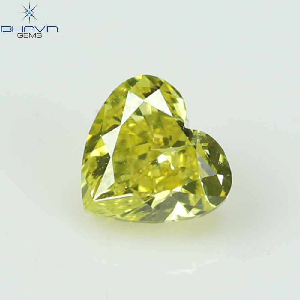 0.22 CT Heart  Diamond,  Vivid Yellow  Color, Clarity SI2