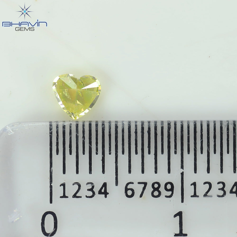 0.22 CT Heart  Diamond,  Vivid Yellow  Color, Clarity SI2