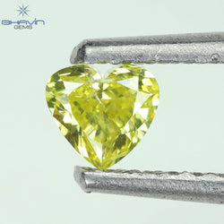 0.22 CT Heart  Diamond,  Vivid Yellow  Color, Clarity SI2