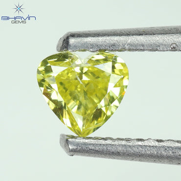 0.22 CT Heart  Diamond,  Vivid Yellow  Color, Clarity SI2