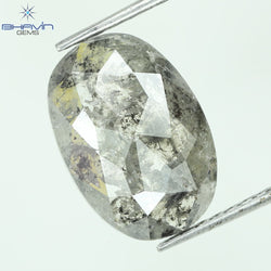 2.53 CT, 0val Shape Natural Loose Diamond, Black Gray (Salt And Pepper)Color, Clarity I3 (11.76 MM)